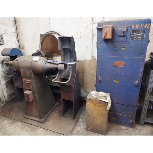 106 - B O Morris double ended polishing machine with tools and dust extractor, 3 phase