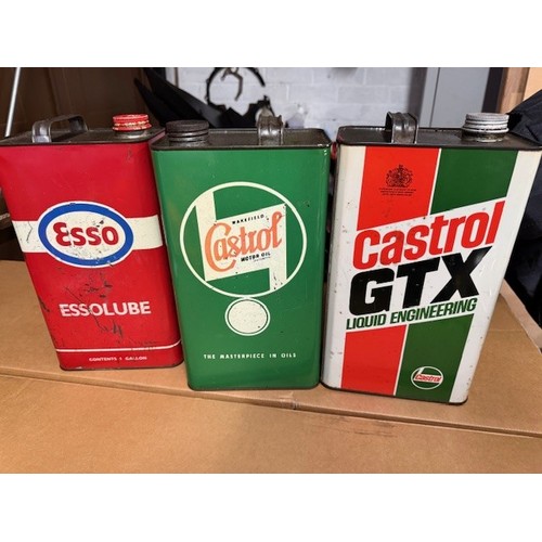 Oil cans 5 litre - Essolube, Castrol and Castrol GTX