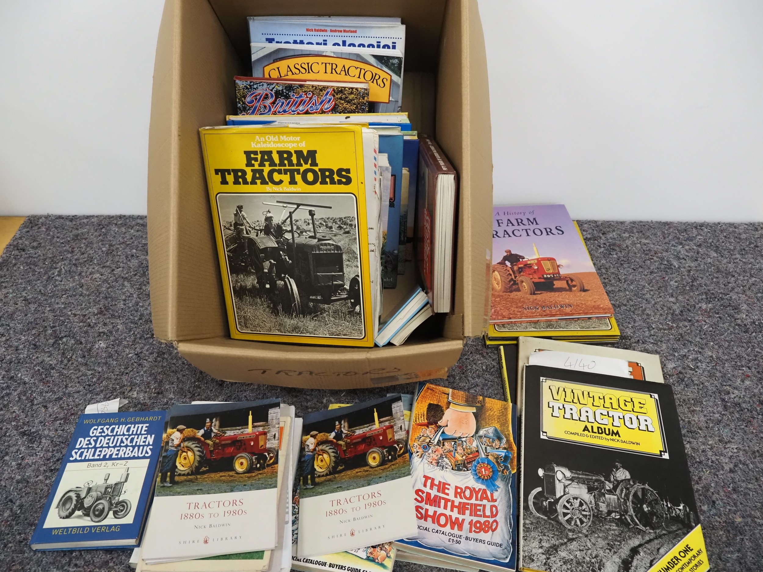 Various tractor books to include vintage tractor album by Nick Baldwin ...
