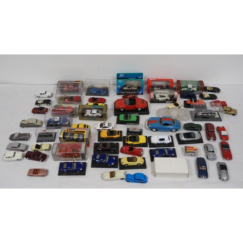 59 - Quantity of assorted loose model vehicles to include mostly Porsche and vintage British cars