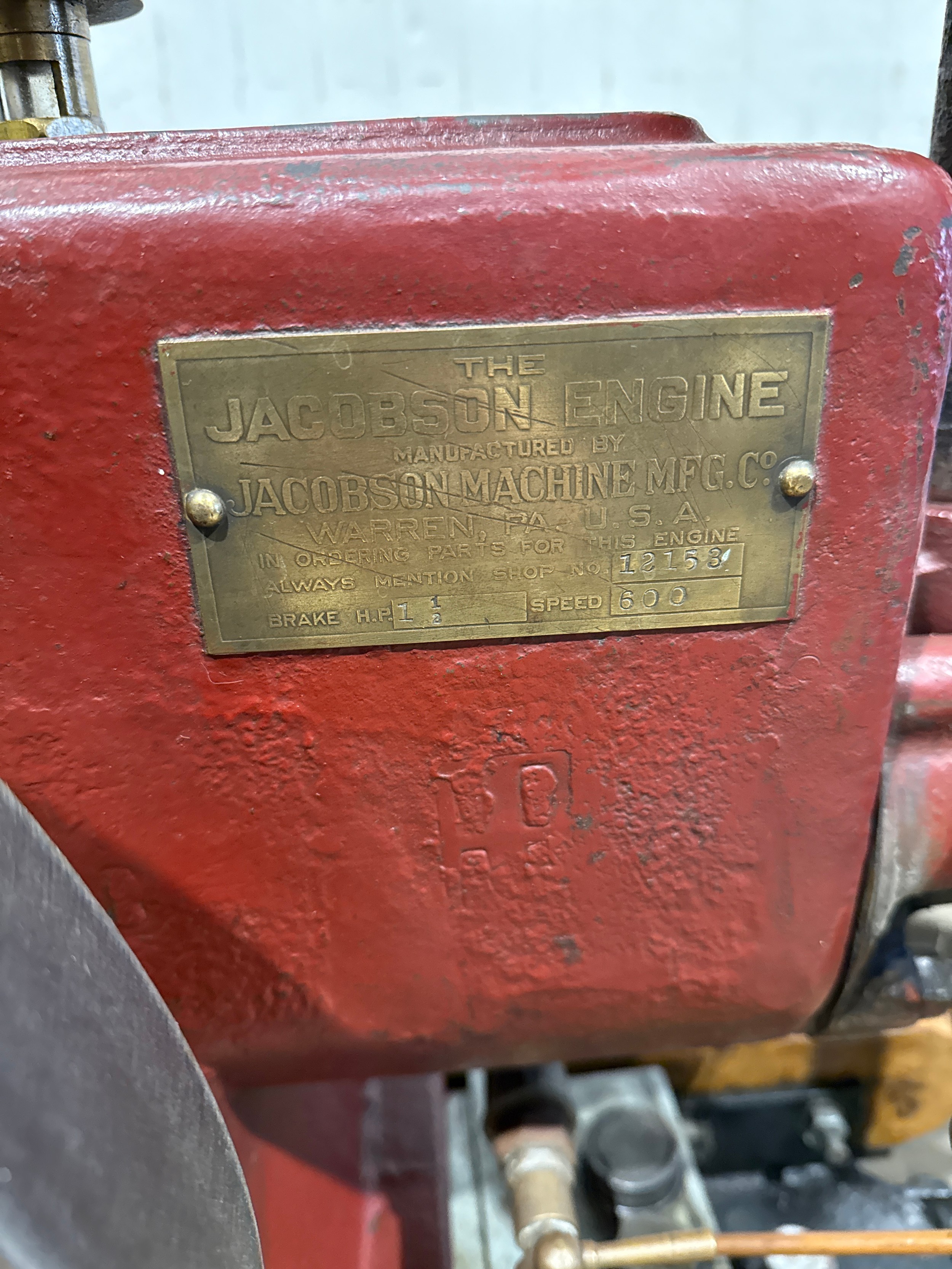 Jacobson 1½hp stationary engine. 1914. Last used April 2025
