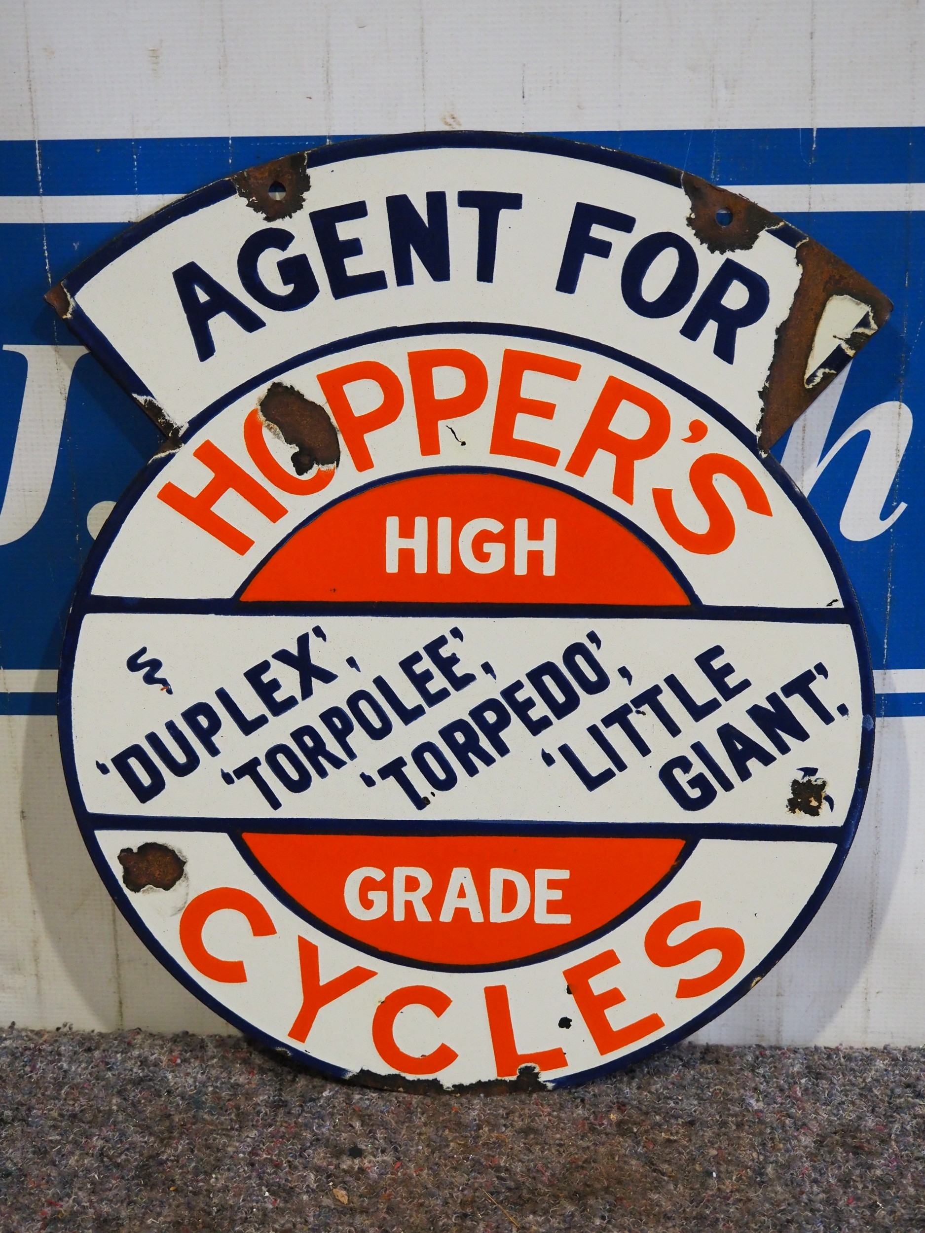 Double sided enamel sign - Hopper's Cycles 18