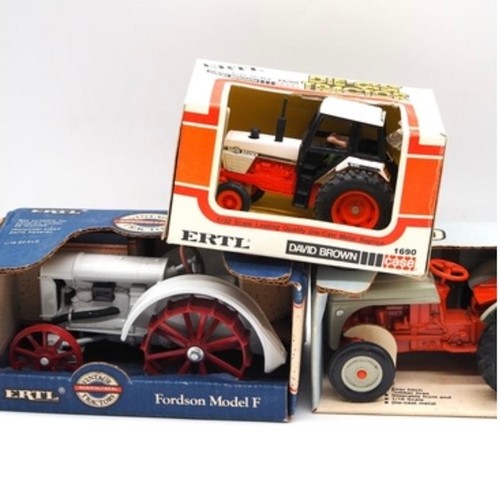 14 - Ertl Ford 8N tractor, Fordson Model F and David Brown 1690 boxed models