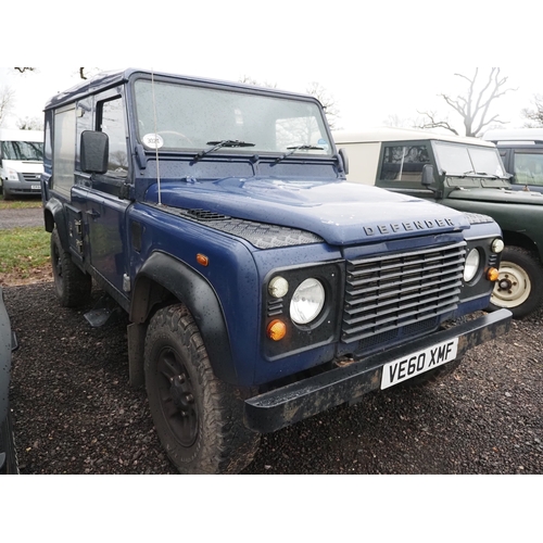 Land Rover Defender 110  long wheel base. 2 Seats at the front, converted bench seats at back into pull out double bed. Storage behind front seats. 2 Outside access compartments. Hatches: rear passenger working, rear drivers side sealed for bench seating inside. Approx. 178,000 miles. MOT until 17/10/26. Reg. VE60 XMF. Keys, V5 and folder of invoices in office