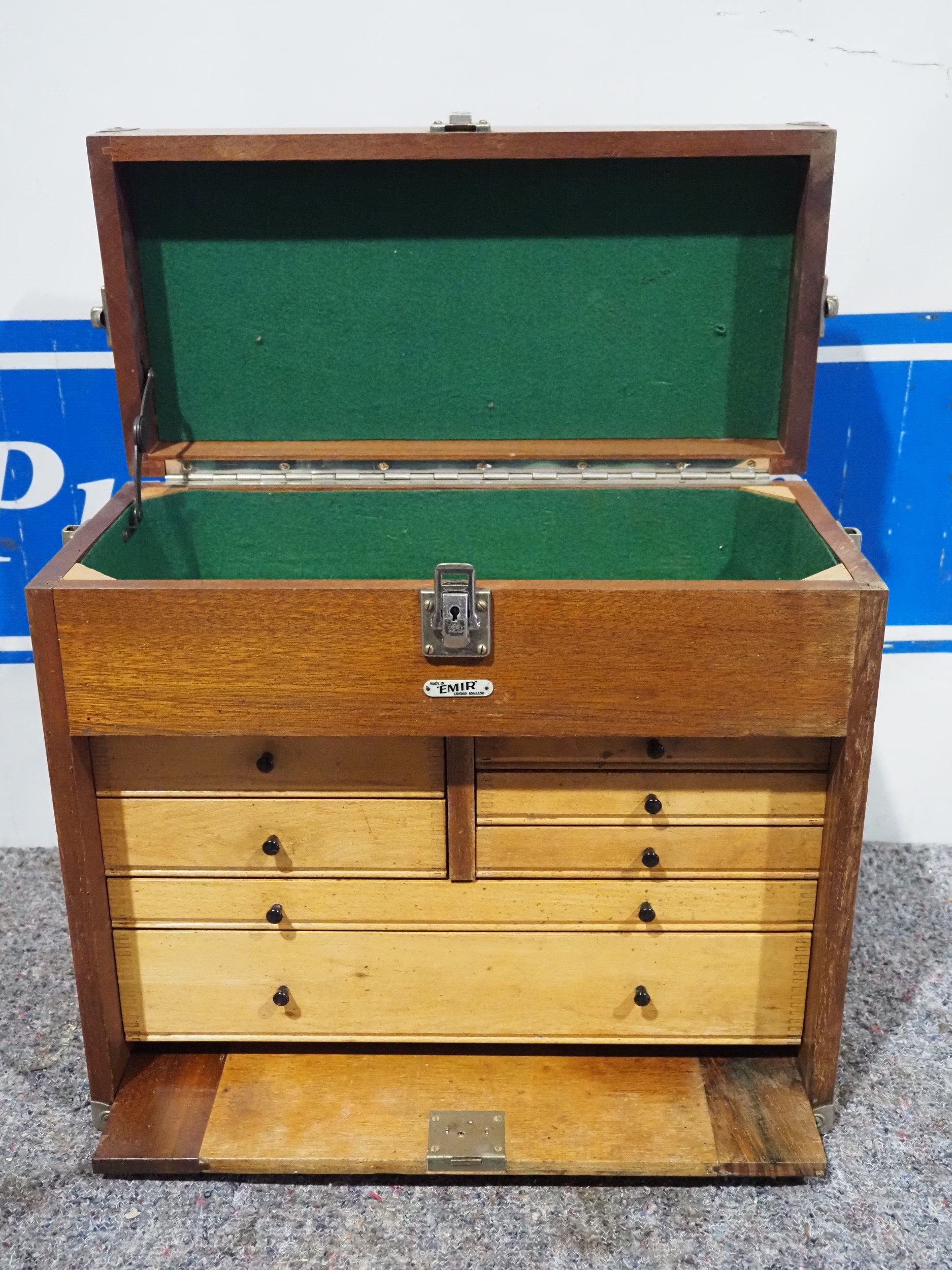 Emir engineers tool box with locking top compartment and drawers with keys