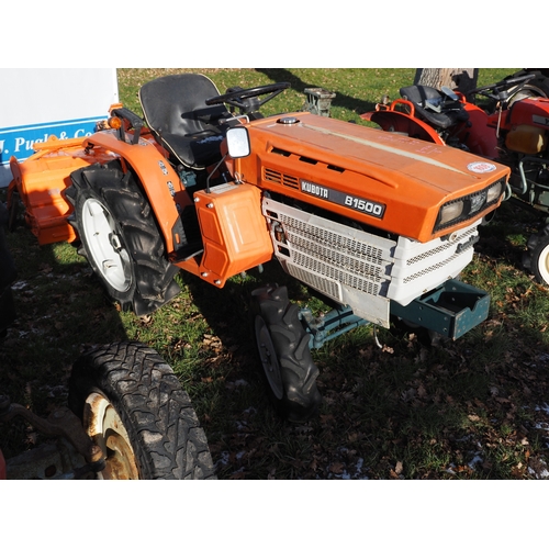 1609 - Kubota B1500 4WD compact tractor and RS1200 tiller. Key in office