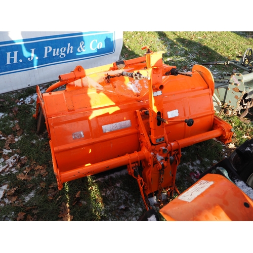 1609 - Kubota B1500 4WD compact tractor and RS1200 tiller. Key in office