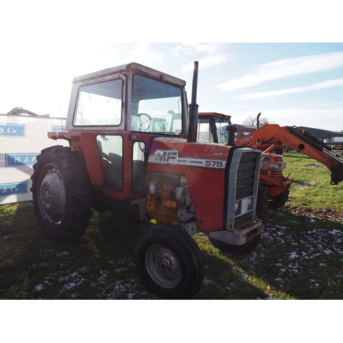 1663 - Massey Ferguson 575 tractor. Runs and drives. Reg. HJF 453W. Key in office