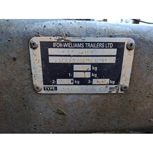 1645 - Ifor Williams LM146 G3 tri axle flatbed trailer with ramps