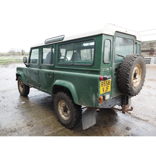 39 - Land Rover Defender 110. Showing 60,800 miles. Runner.  Reg. R558 VJF. V5 and key