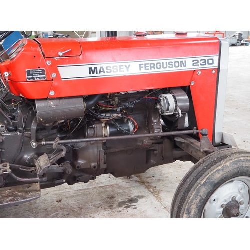 42 - Massey Ferguson 230 tractor. Showing 2942 hours, runner. Serial no. 535848. Reg. B637 OKV