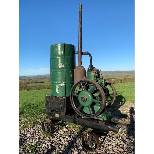 Petter Junior 5HP stationary engine, water cooled. 1919. On original trolley