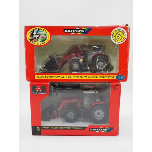 126 - Britains 1:32 scale boxed model Massey Ferguson 6616 with loader and 6140 with bucket