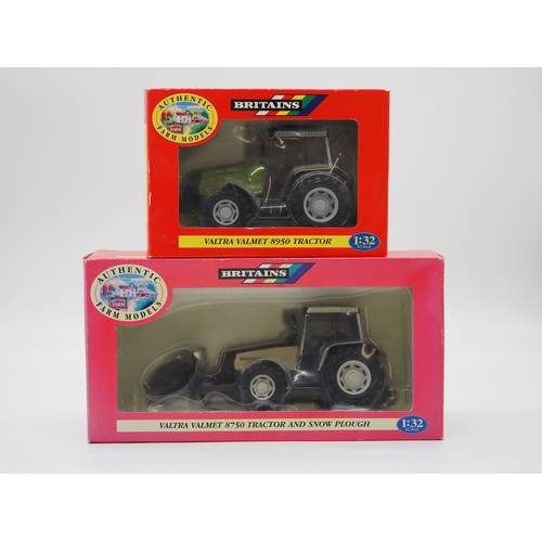164 - Britains 1:32 scale boxed model Valtra Valmet 8950 and 8750 with snow plough