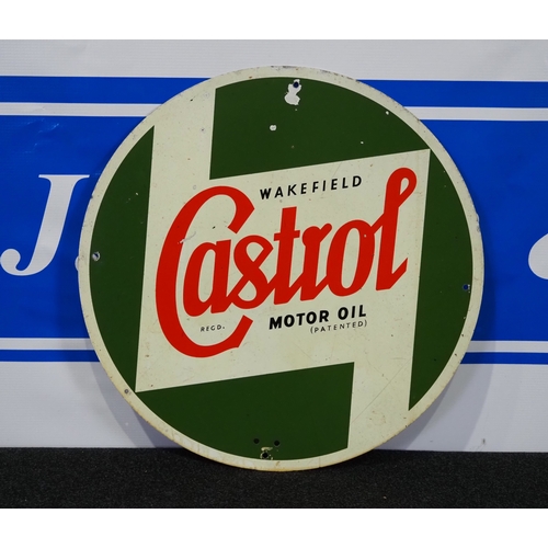 Double sided tin sign - Wakefield Castrol Motor Oil 15" dia