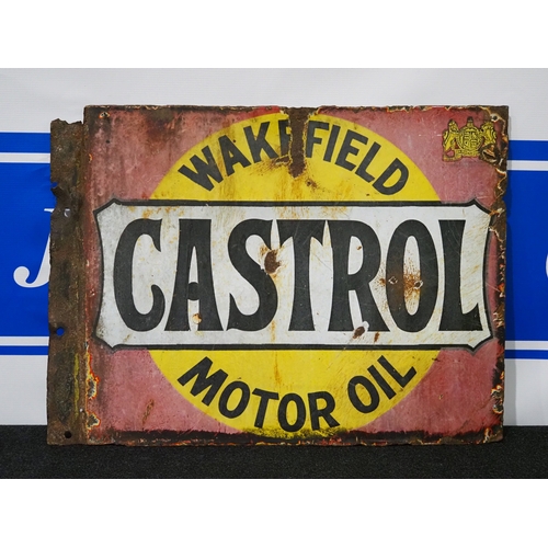 Double sided enamel sign - Wakefield Castrol Motor Oil 16" x 21½"