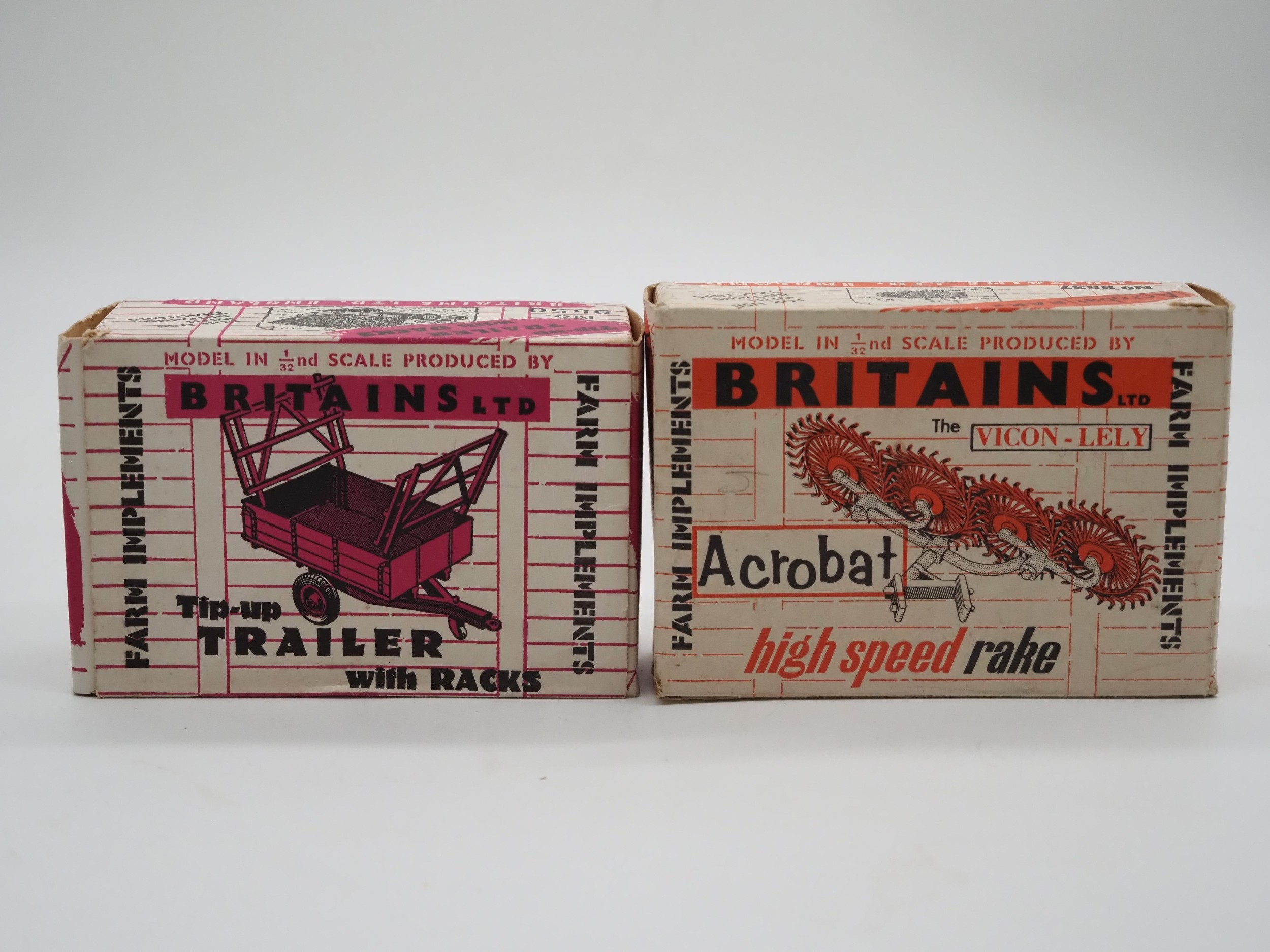 Britains 1:32 boxed model 9550 tip up trailer with racks and 9537 ...