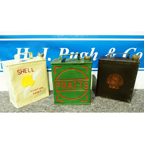 2 Gallon fuel cans - Shell, Shell Aviation Spirit and Pratts all with ...