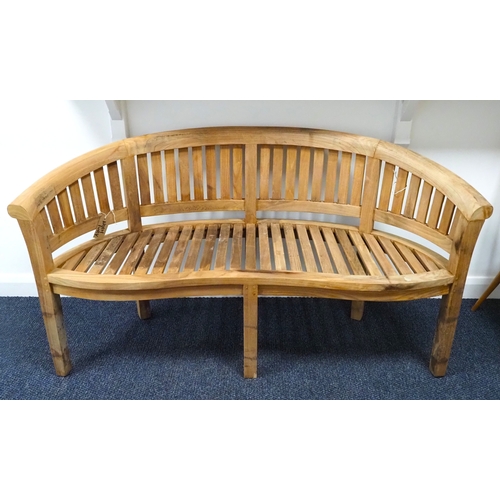 627 - Teak garden kidney bean bench