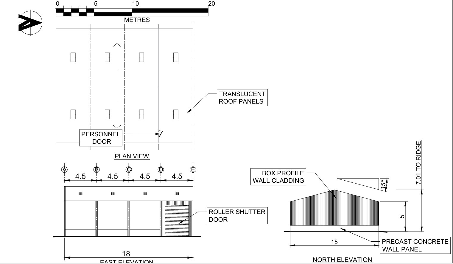 Steel frame building. 18 x 15m with 4.5m bays