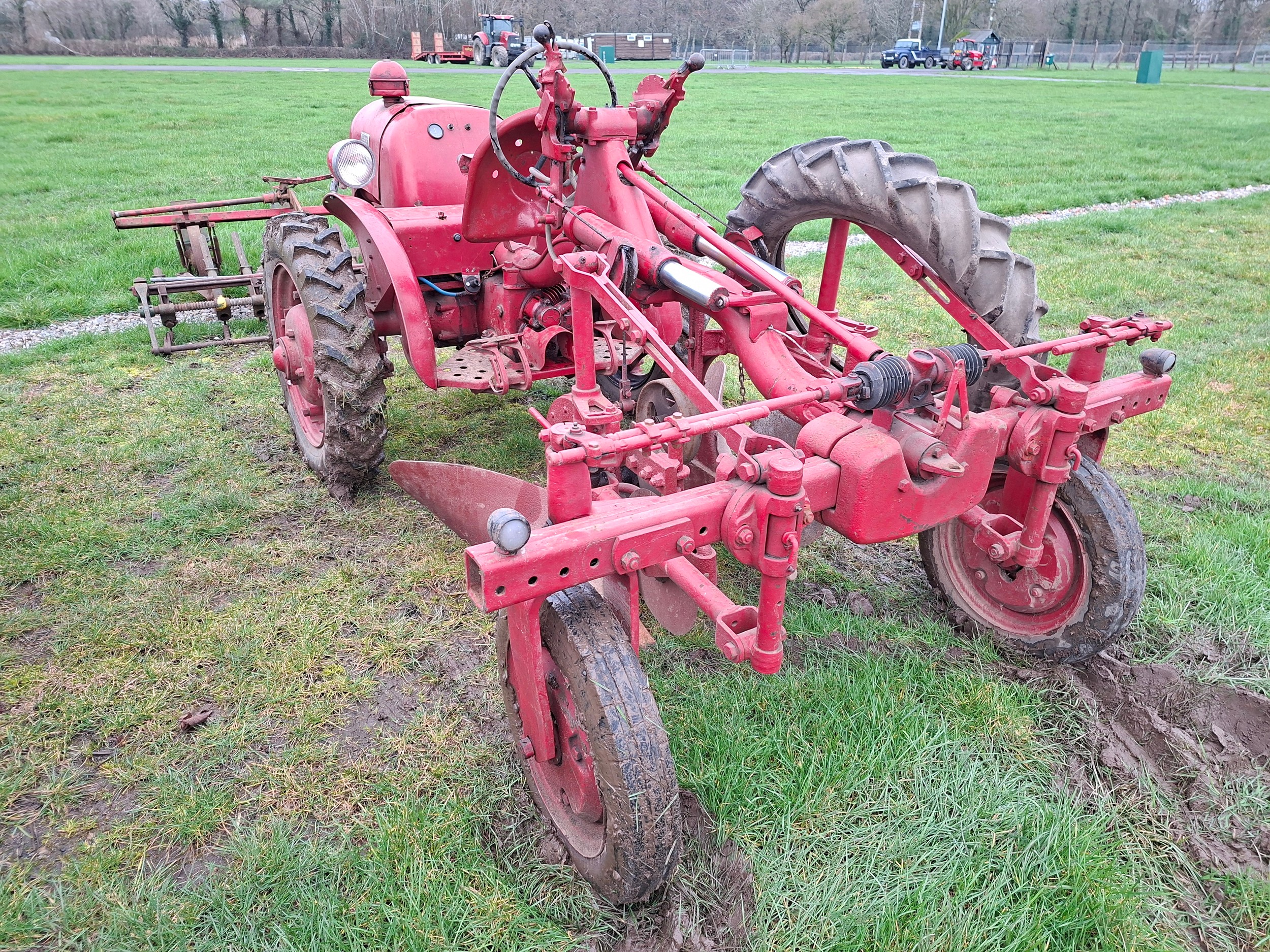 David Brown 2D tractor c/w ploughs, seed drills and hoe. No V5