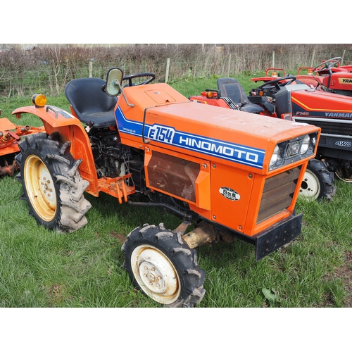 2033 - Hinimoto E154 4WD compact tractor with Hinimoto DS1310 tiller. Key in office