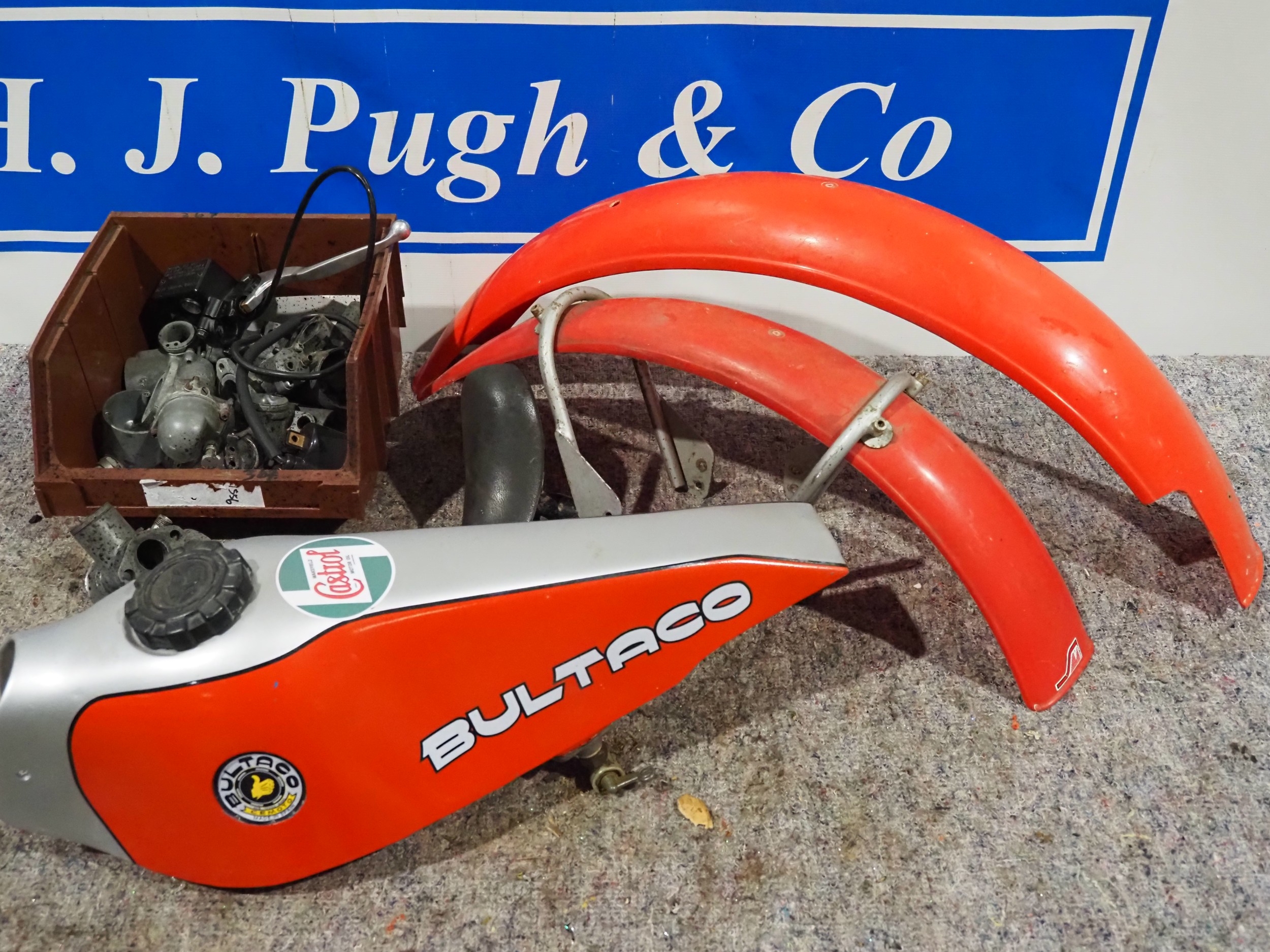 Bultaco tanks, mudguards and AMAL 626 concentric carburettor parts