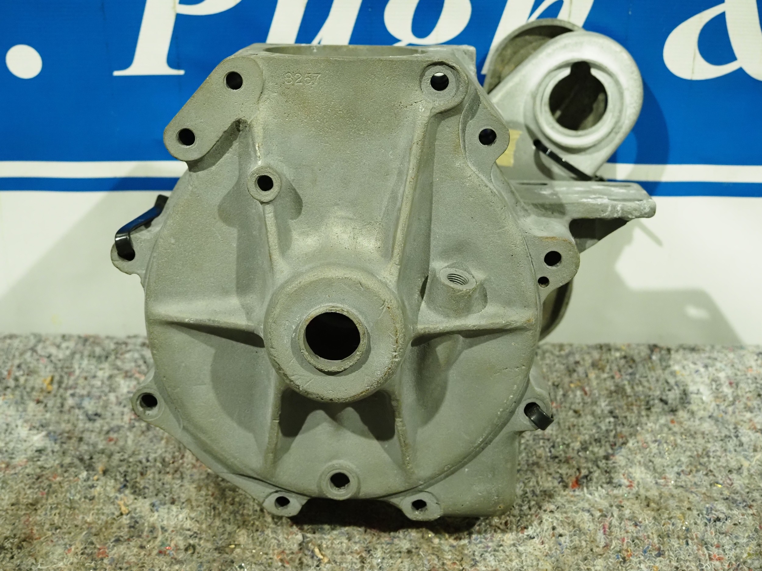 Early Manx Norton crank cases with inner and outer timing covers, no. 8257