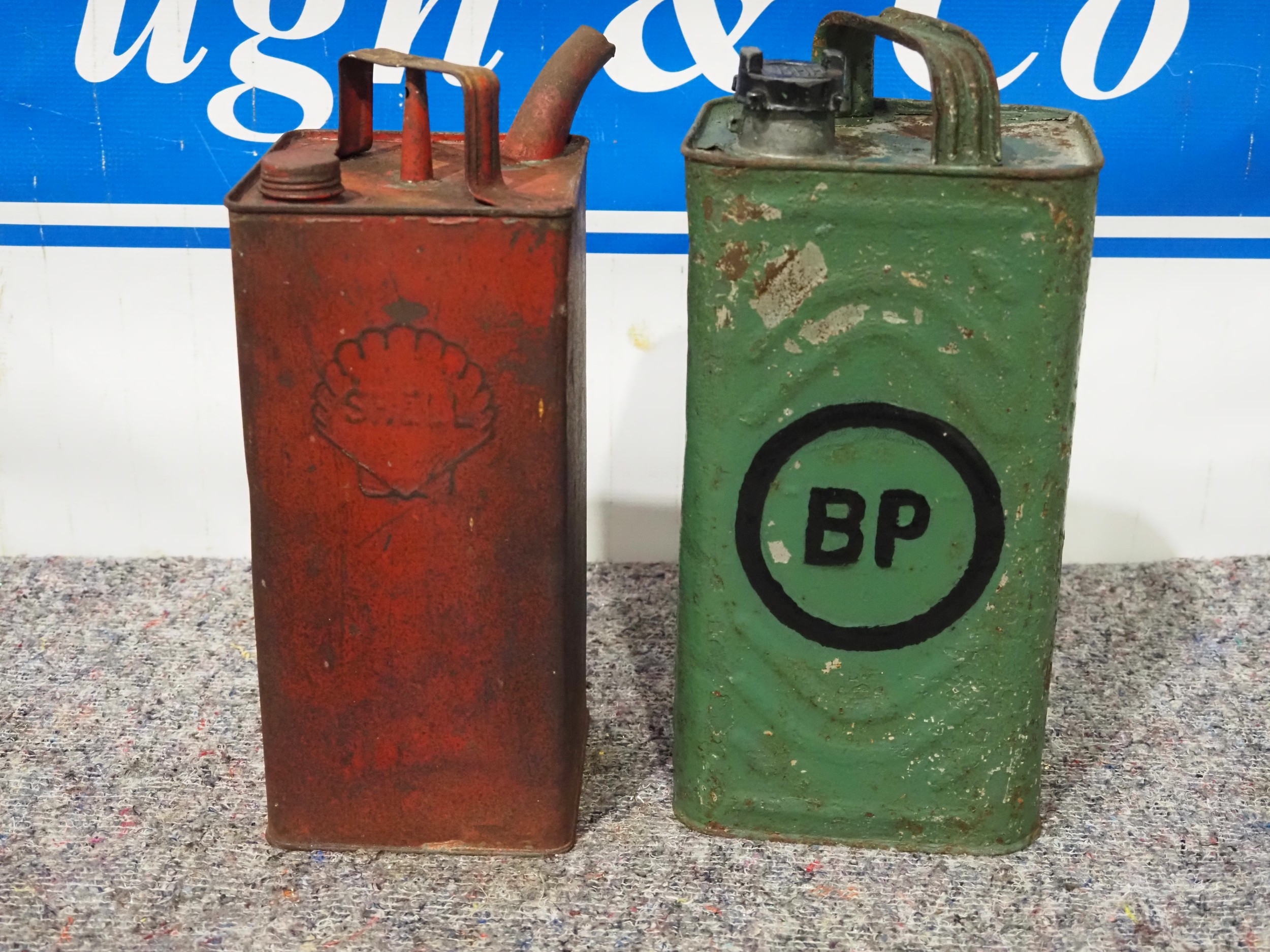 1 Gallon fuel cans - Shell and BP