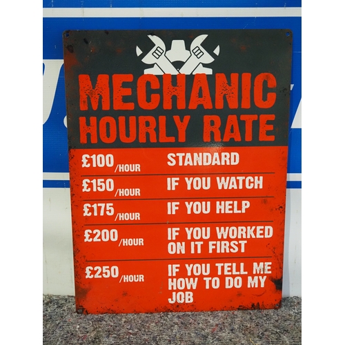 Modern tin sign - Mechanic Hourly Rate 16