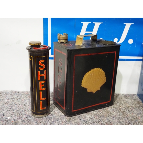 2 Gallon fuel petrol can with oil can insert - Shell