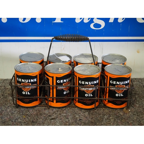 Oil can rack with Harley Davidson quart oil cans - 8