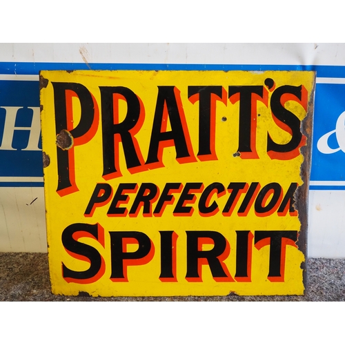 Double sided post mounted enamel sign - Pratts Perfection Spirit 18