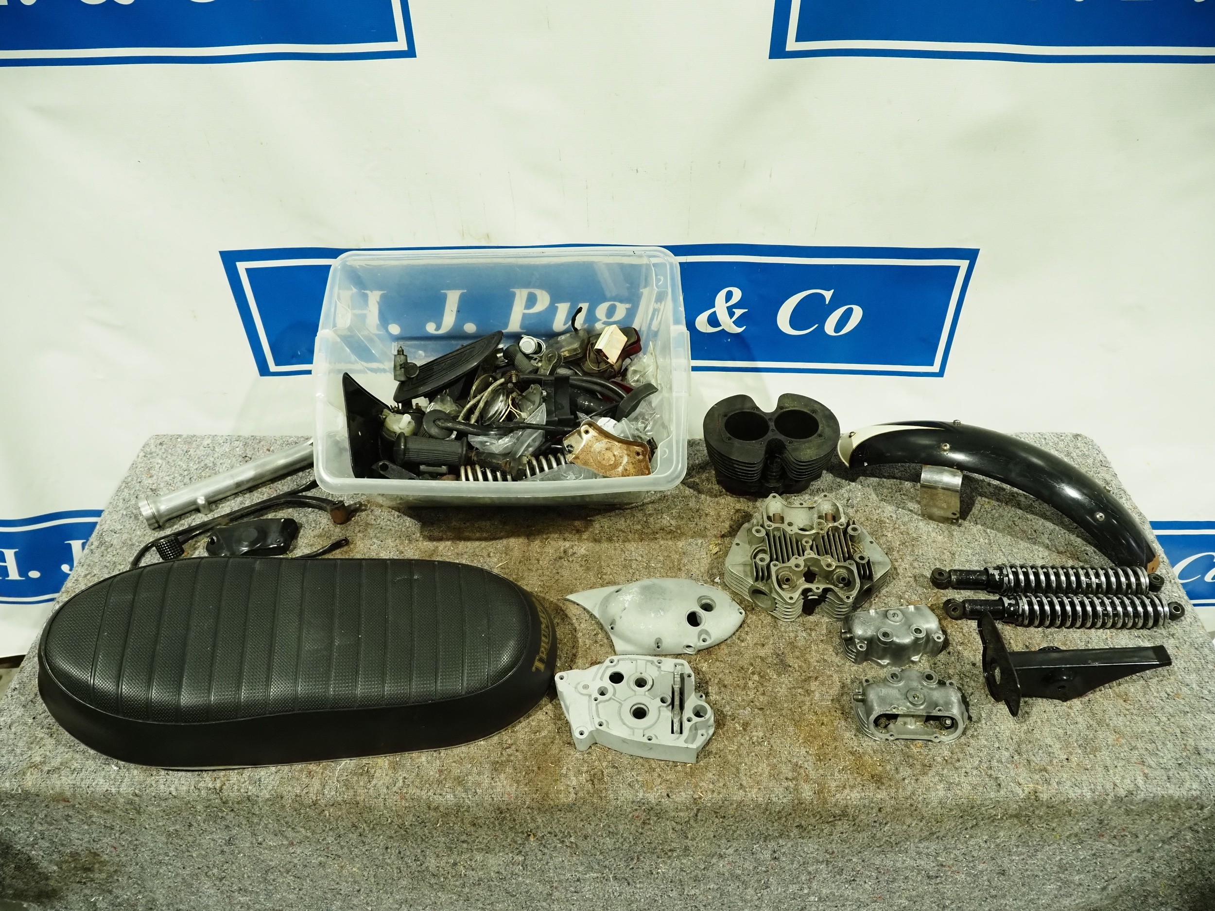 Triumph T140 spares to include seat, barrel, head and rocker covers