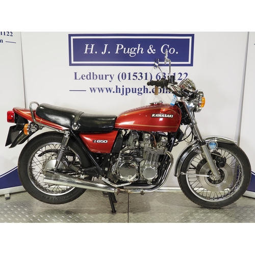 Kawasaki Z650B motorcycle. 1977. 650cc Frame No. KZ650B005869 Engine No ...