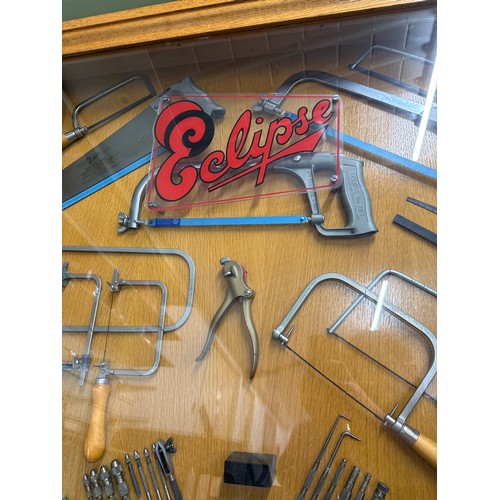 Eclipse tools in wood and glass display case 48