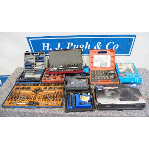Socket sets, chisels, tap and die set and other tools