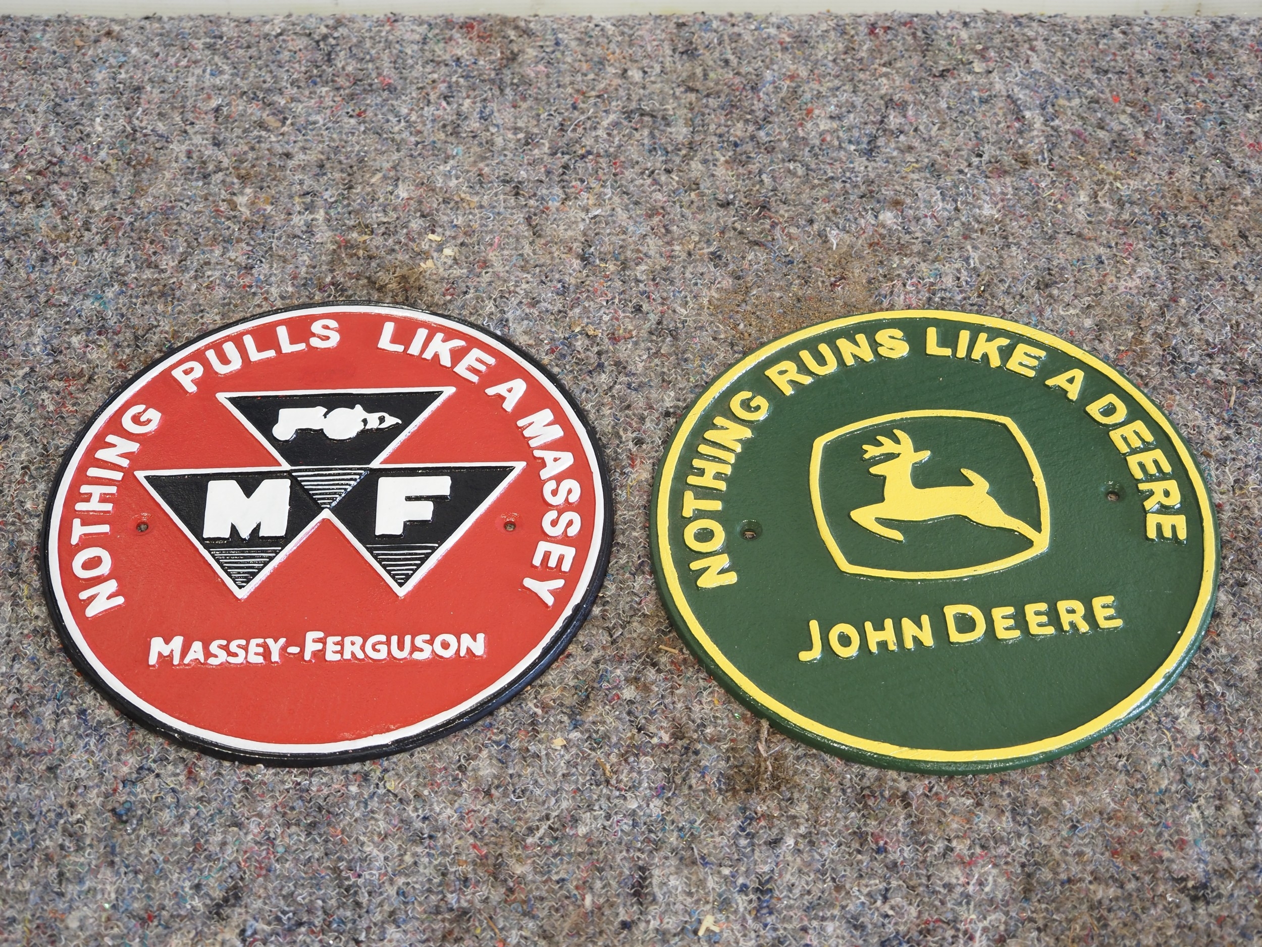 Modern cast iron signs - Massey Ferguson & John Deere 9