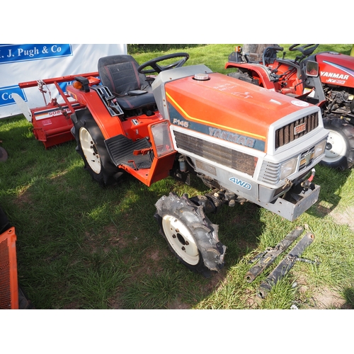 2013 - Yanmar F145D 4WD compact tractor with Yanmar RSA1205 tiller. Key in office