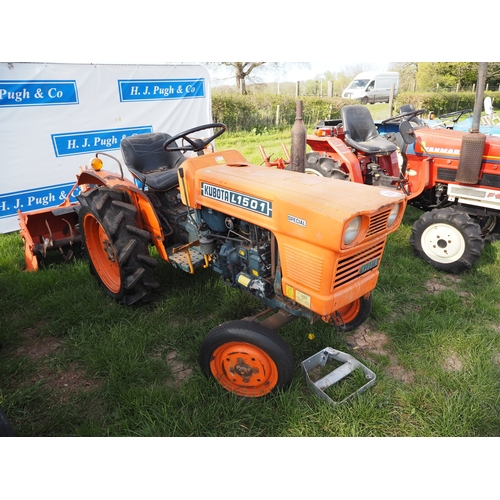 2030 - Kubota L1501 compact tractor with Hinomoto tiller