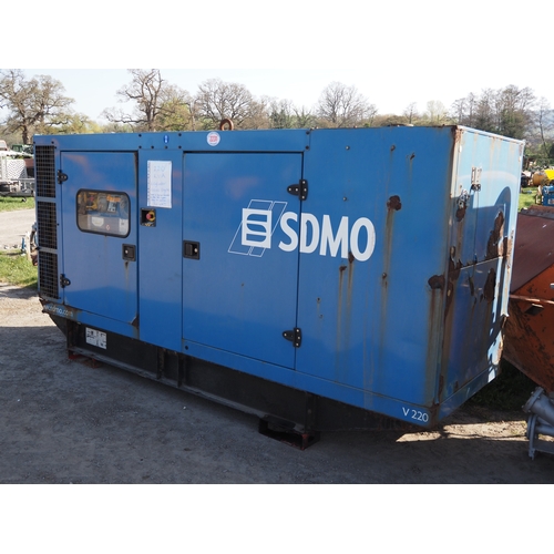 SDMO 220 KVA generator with 6 cylinder Volvo engine. Key in office