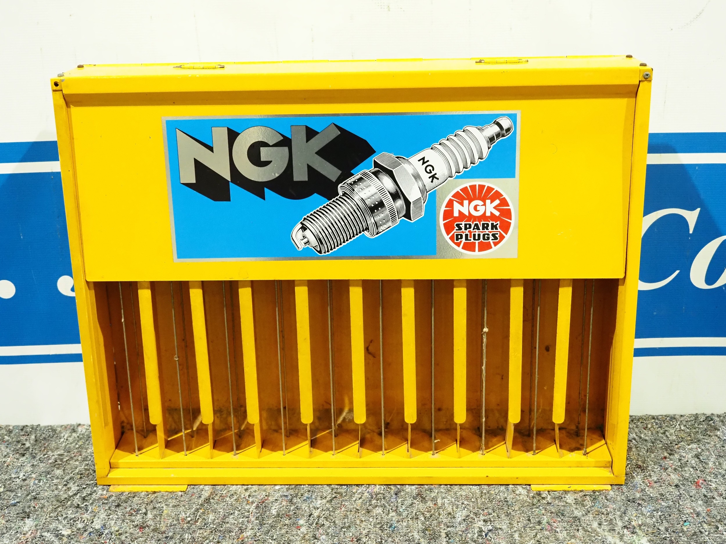 NGK spark plugs garage display rack