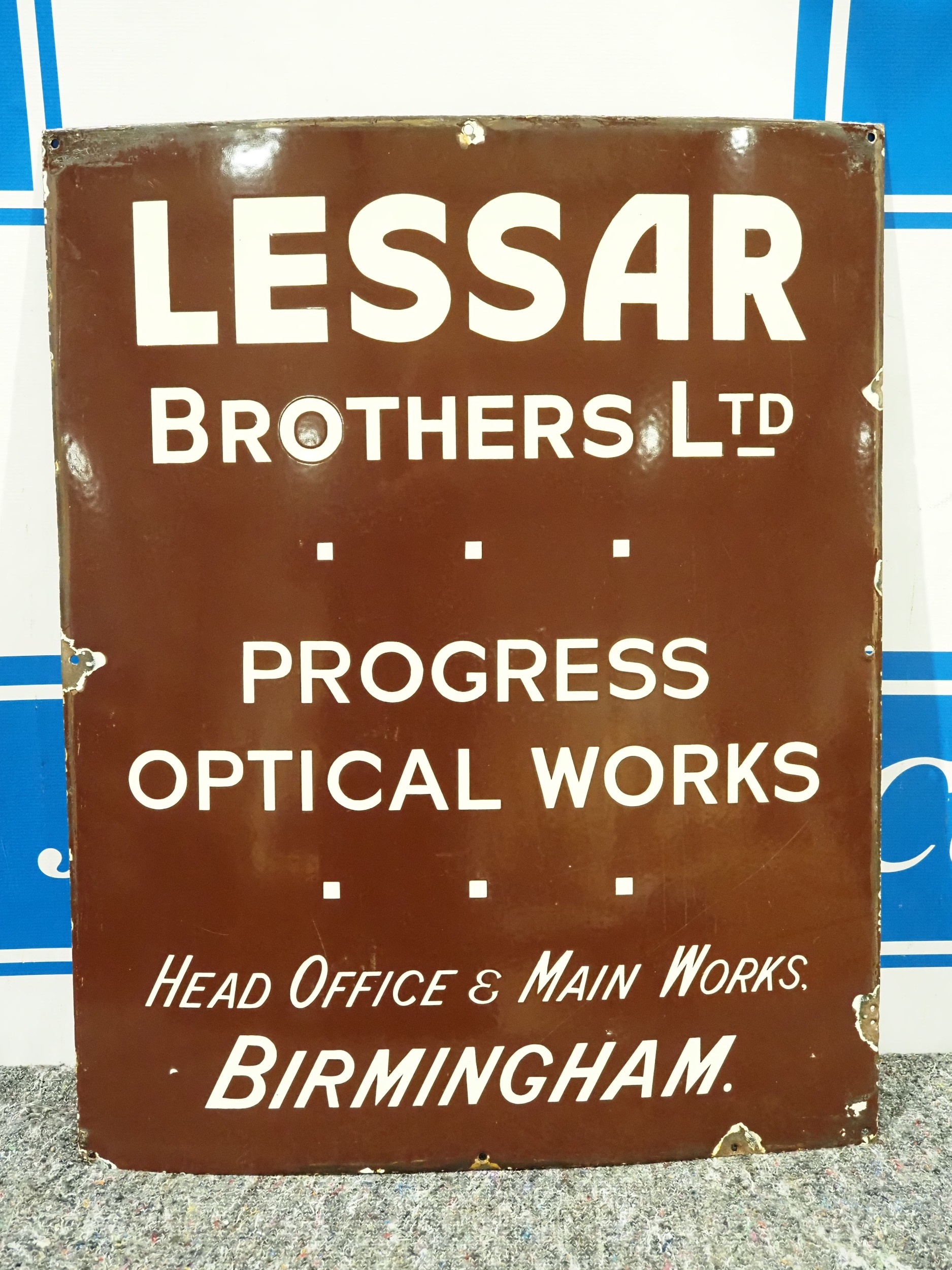 Enamel sign - Lessar Brothers Ltd Optical Works 30