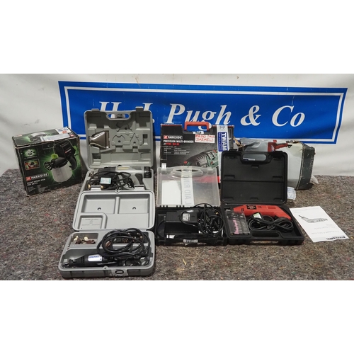 Assorted power tools to include multi grinder, Dremel multi tool ...