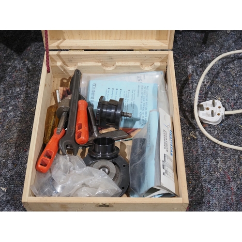 249 - Tyme Cub woodturning lathe with variable speed drive, c/w spare motor and tools. Last used December ... 