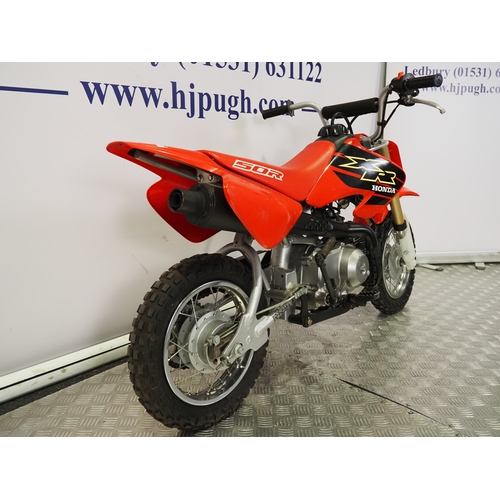 23 - Honda XR50R childs motocross bike. 2000. 50cc
Frame No. JH2AE0303YK006481
Engine No. AE03E-5006765
E... 