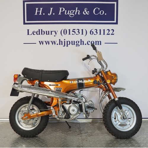 11 - Honda CT70 trails bike. 1970. 72cc
Frame No. CT70-209156
Engine No. CT70E209020
Engine turns over wi... 