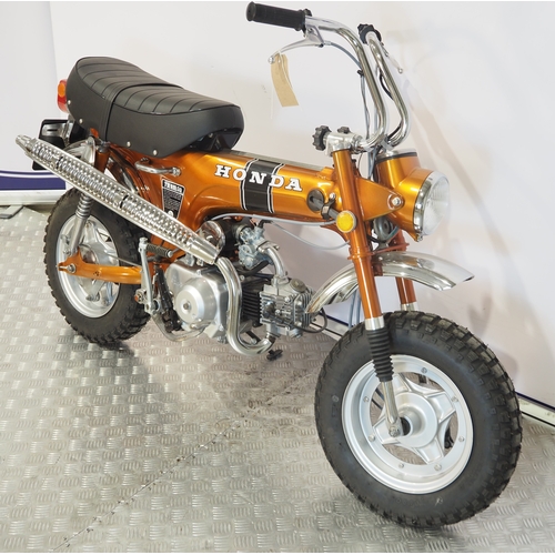 11 - Honda CT70 trails bike. 1970. 72cc
Frame No. CT70-209156
Engine No. CT70E209020
Engine turns over wi... 