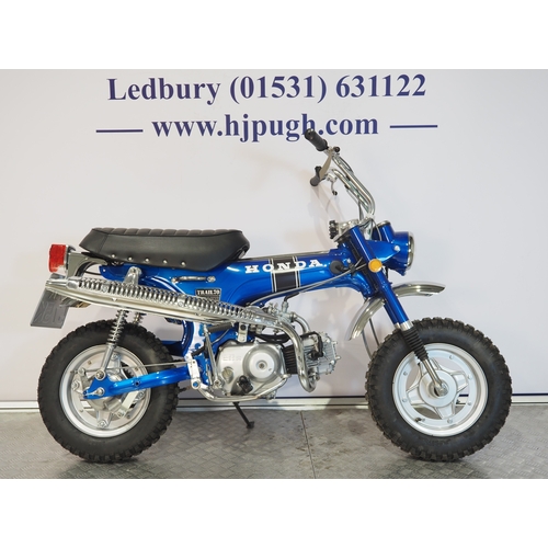 12 - Honda CT70 trails bike. 1971. 72cc
Frame No. CT70-285216
Engine No. CT70E285000
Engine turns over wi... 