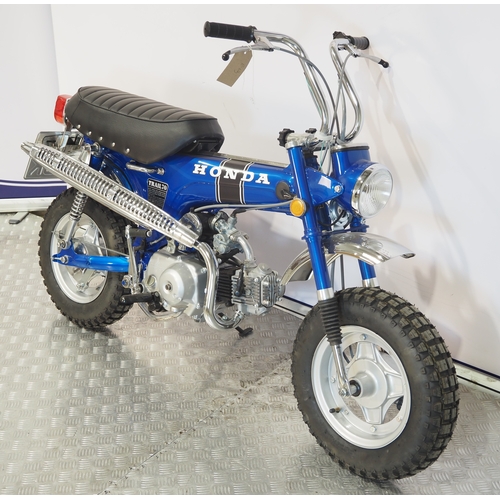 12 - Honda CT70 trails bike. 1971. 72cc
Frame No. CT70-285216
Engine No. CT70E285000
Engine turns over wi... 